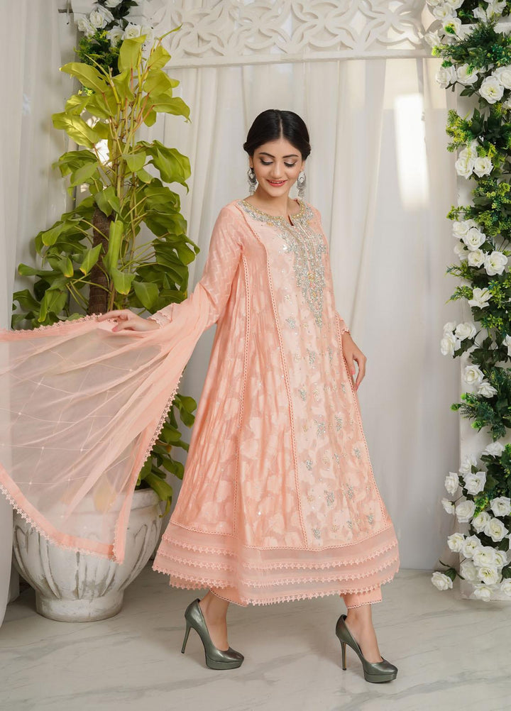 Shamooz Luxury Pret  Jacquard 3 Piece Dress SHM23MP Peach Affair /SEM-0369