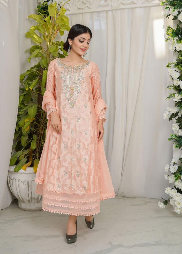 Shamooz Luxury Pret  Jacquard 3 Piece Dress SHM23MP Peach Affair /SEM-0369