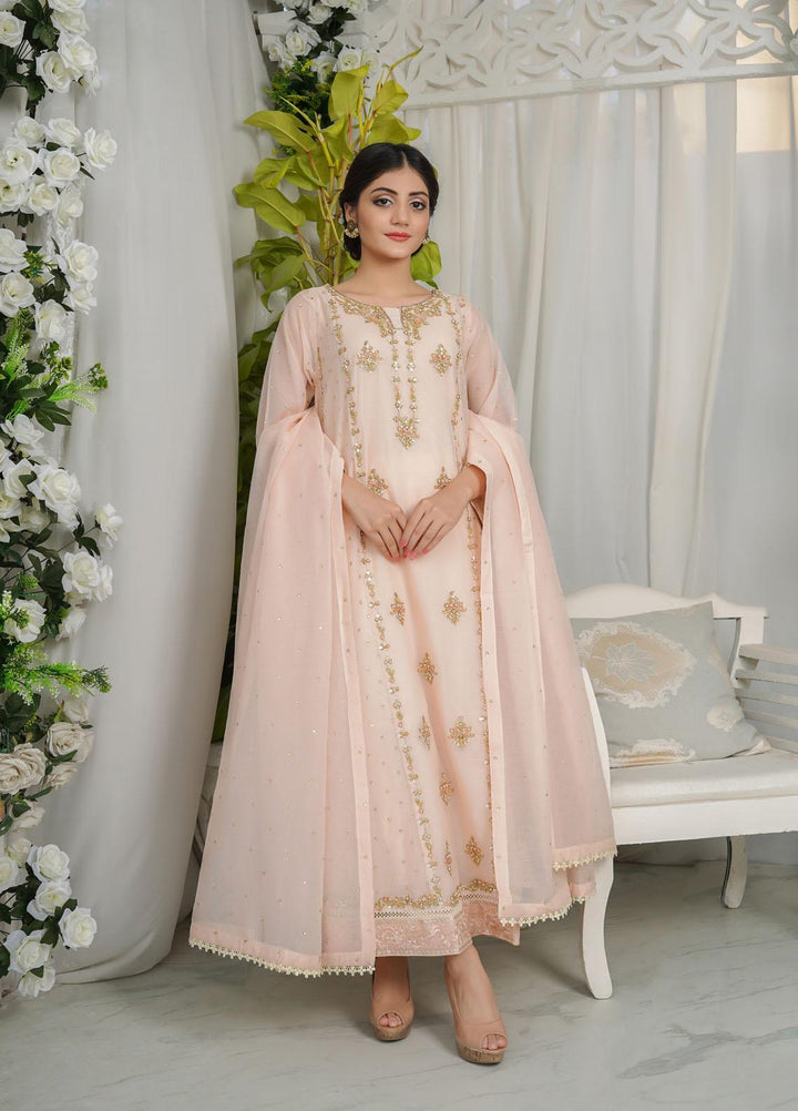 Shamooz Luxury Pret  Cotton Net 3 Piece Dress SHM23MP Sugar Peach /SEM-0363