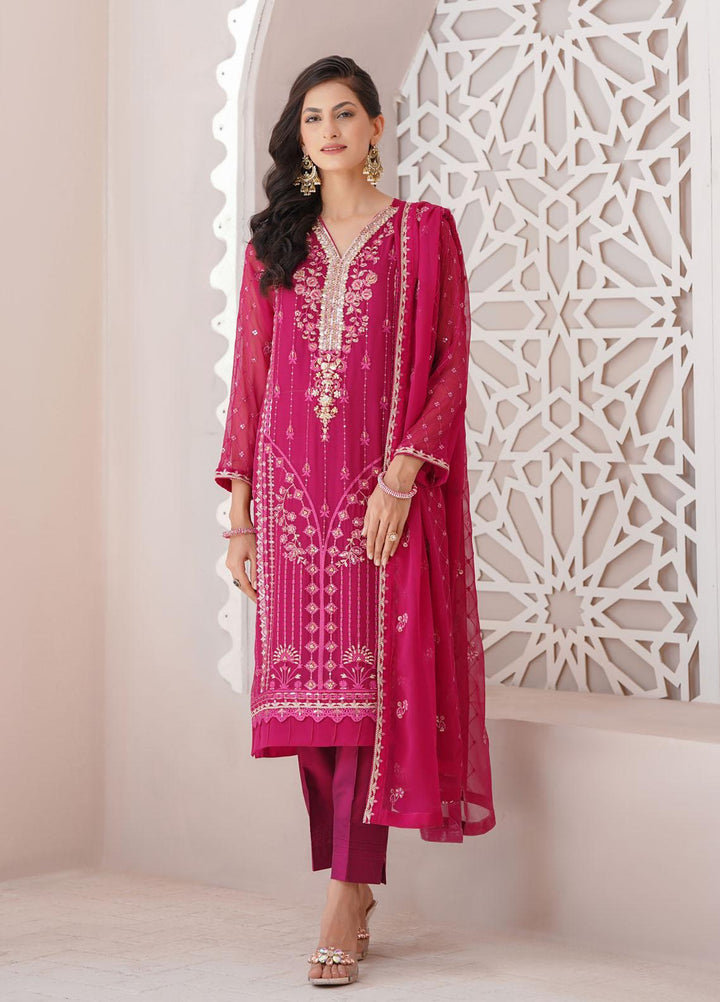 Shamooz Luxury Pret  Chiffon 3 Piece Suit Magenta / SEM-0391