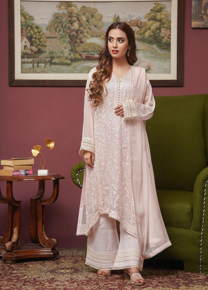 Shamooz Embroidered Chiffon Suits Unstitched 2 Piece SHM22UN Light Pink SU-015 - Luxury Festive Collection