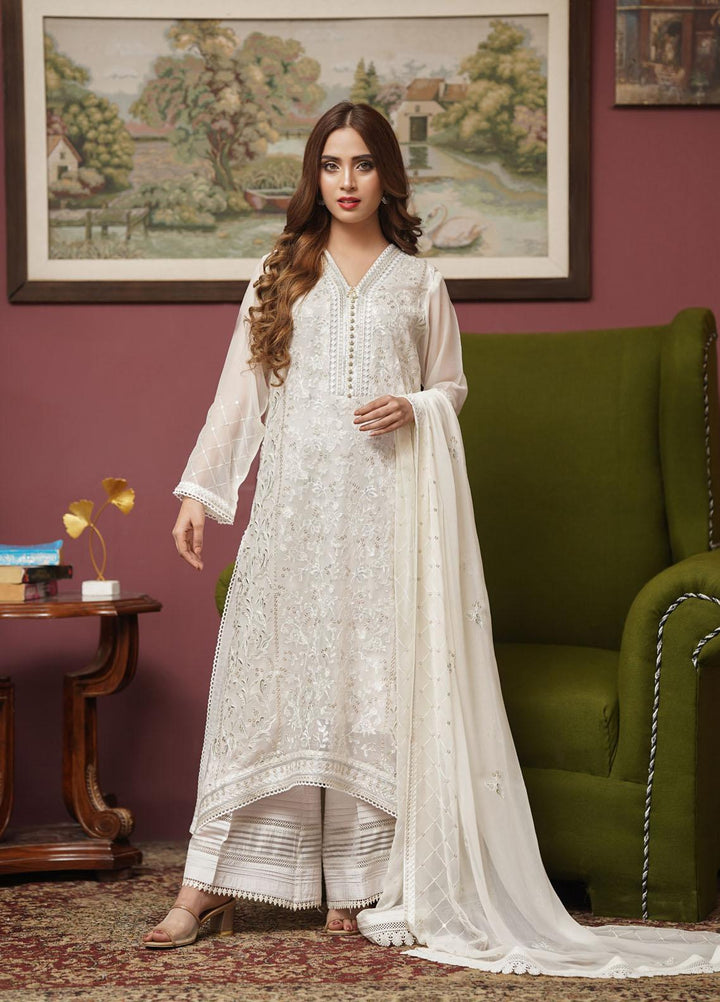 Shamooz Embroidered Chiffon Suits Unstitched 2 Piece SHM22UN Ivory SU-012 - Luxury Festive Collection