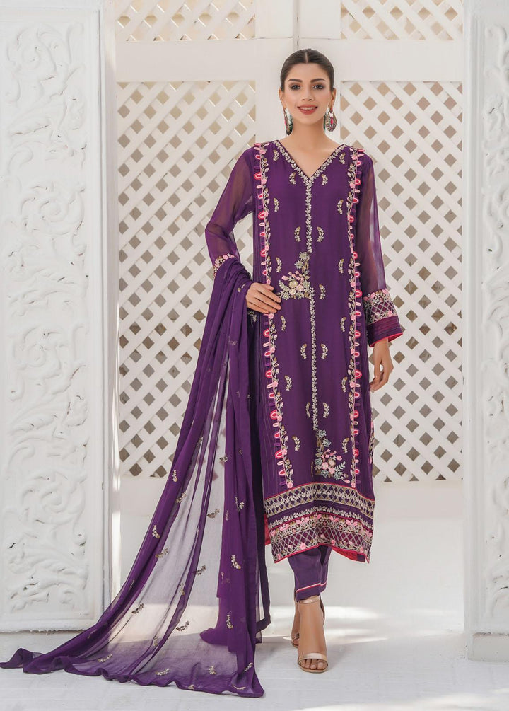 Shamooz Embroidered Chiffon Suits Unstitched 3 Piece SHM22W SU-026 - Winter Collection