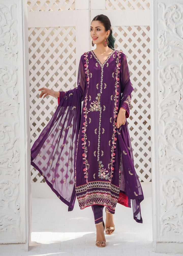 Shamooz Embroidered Chiffon Suits Unstitched 3 Piece SHM22W SU-026 - Winter Collection