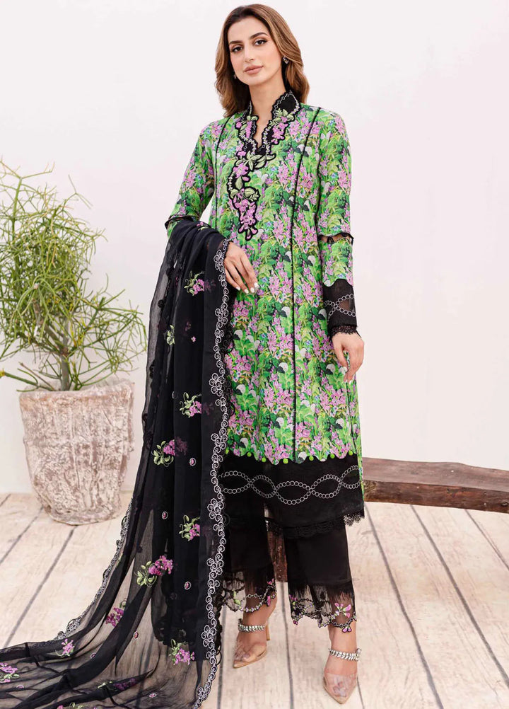 Shiree By Sable Vogue Embroidered Lawn Suit Unstitched 3 Piece SV24S D-06 Black Iris - Summer Collection