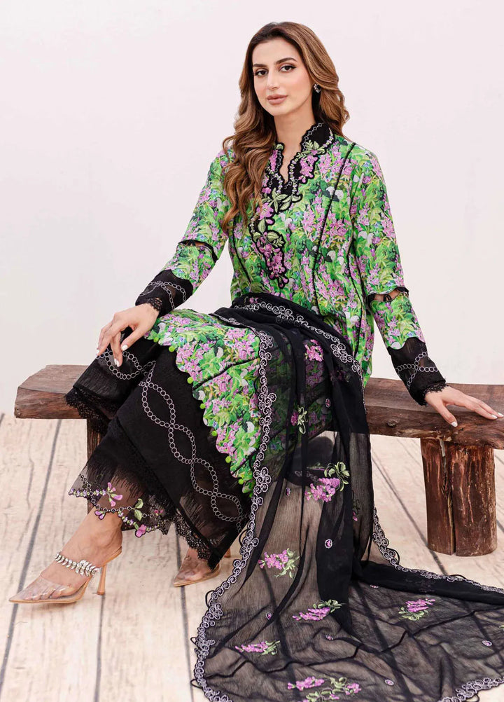 Shiree By Sable Vogue Embroidered Lawn Suit Unstitched 3 Piece SV24S D-06 Black Iris - Summer Collection