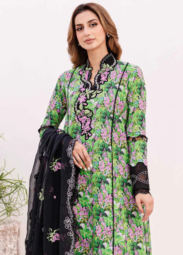 Shiree By Sable Vogue Embroidered Lawn Suit Unstitched 3 Piece SV24S D-06 Black Iris - Summer Collection