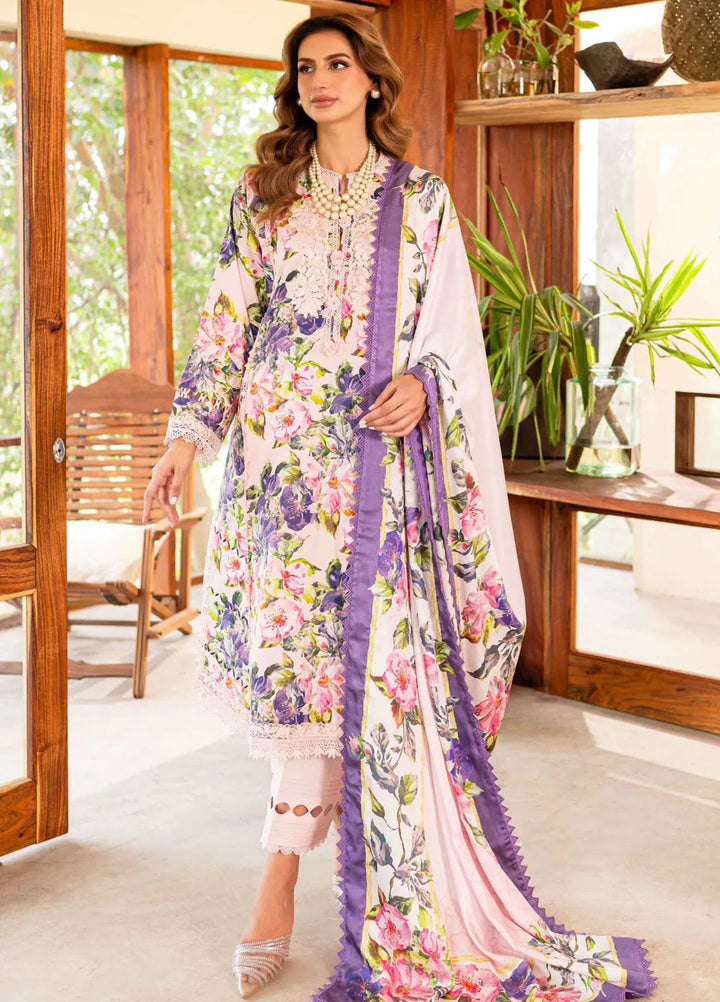 Shiree By Sable Vogue Embroidered Lawn Suit Unstitched 3 Piece SV24S D-07 Pink Gardenia - Summer Collection