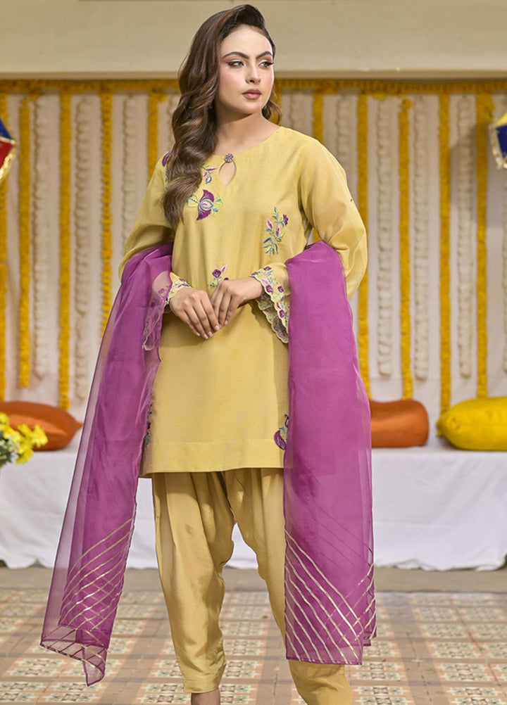 Silcot Pret Embroidered Organza 3 Piece Suit Marigold Bloom