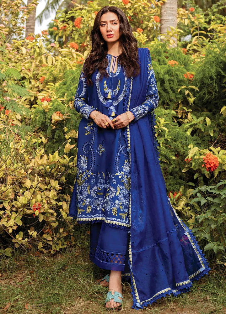 Siraa by Sadaf Fawad Khan Embroidered Lawn Suit Unstitched 3 Piece SDF24SL Dalia A - Summer Collection