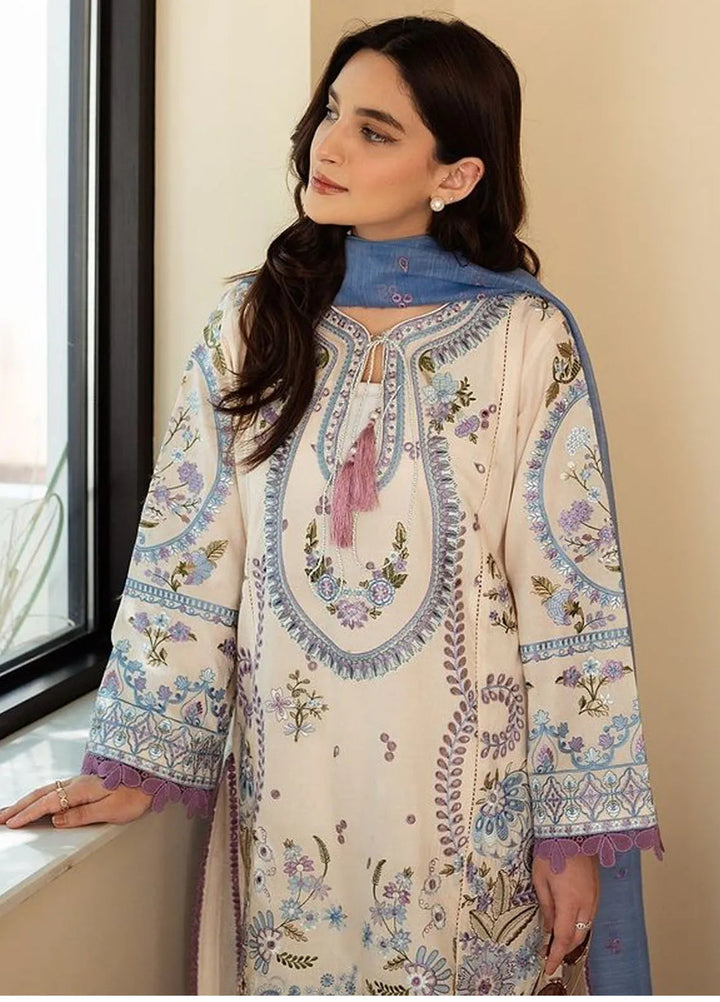 Siraa by Sadaf Fawad Khan Embroidered Lawn Suit Unstitched 3 Piece SDF24SL Dalia B - Summer Collection