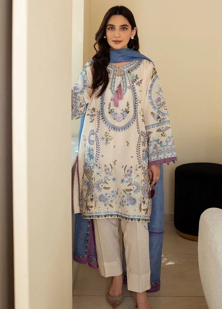 Siraa by Sadaf Fawad Khan Embroidered Lawn Suit Unstitched 3 Piece SDF24SL Dalia B - Summer Collection