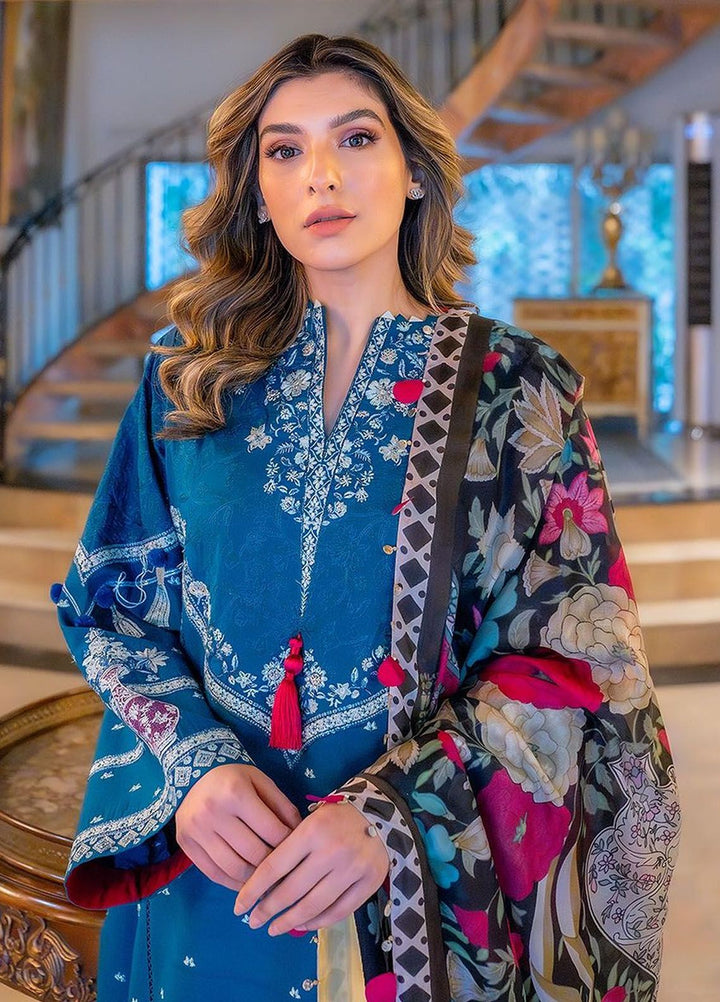 Siraa By Sadaf Fawad Khan Embroidered Lawn Suits Unstitched 3 Piece SDF24S Eira B - Luxury Collection