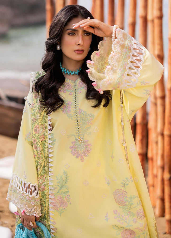 Siraa By Sadaf Fawad Khan Embroidered Lawn Suits Unstitched 3 Piece SDF24S Amani A - Luxury Collection