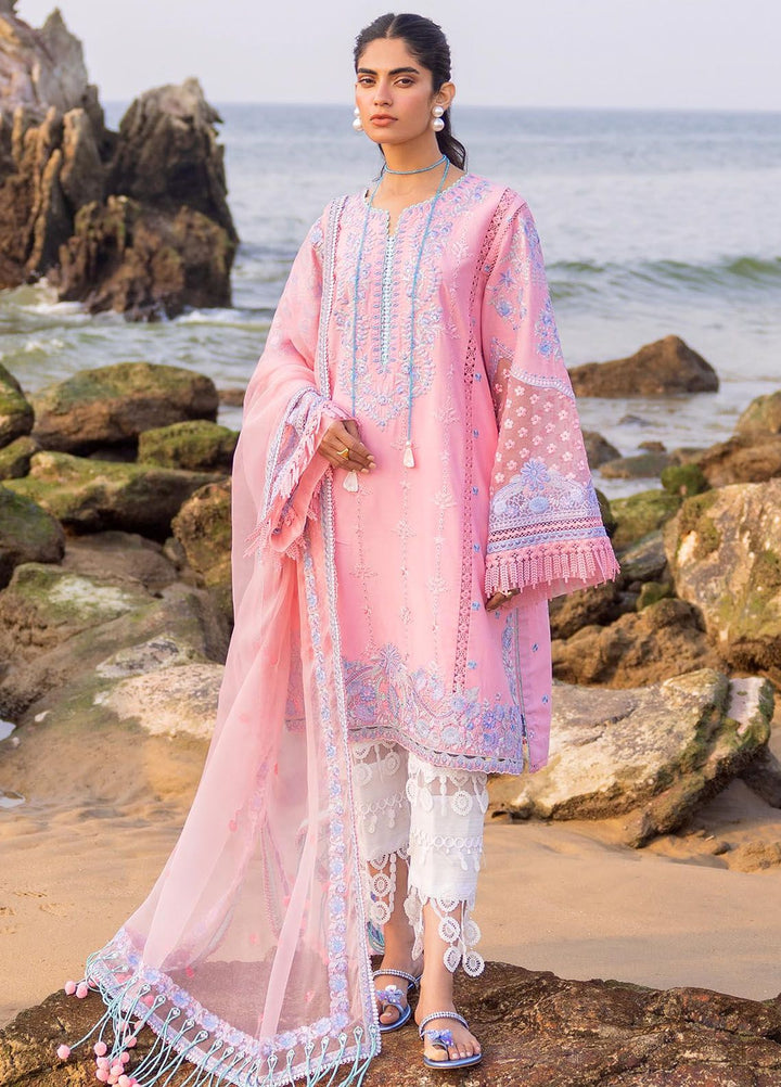 Siraa By Sadaf Fawad Khan Embroidered Lawn Suits Unstitched 3 Piece SDF24S Amira B - Luxury Collection