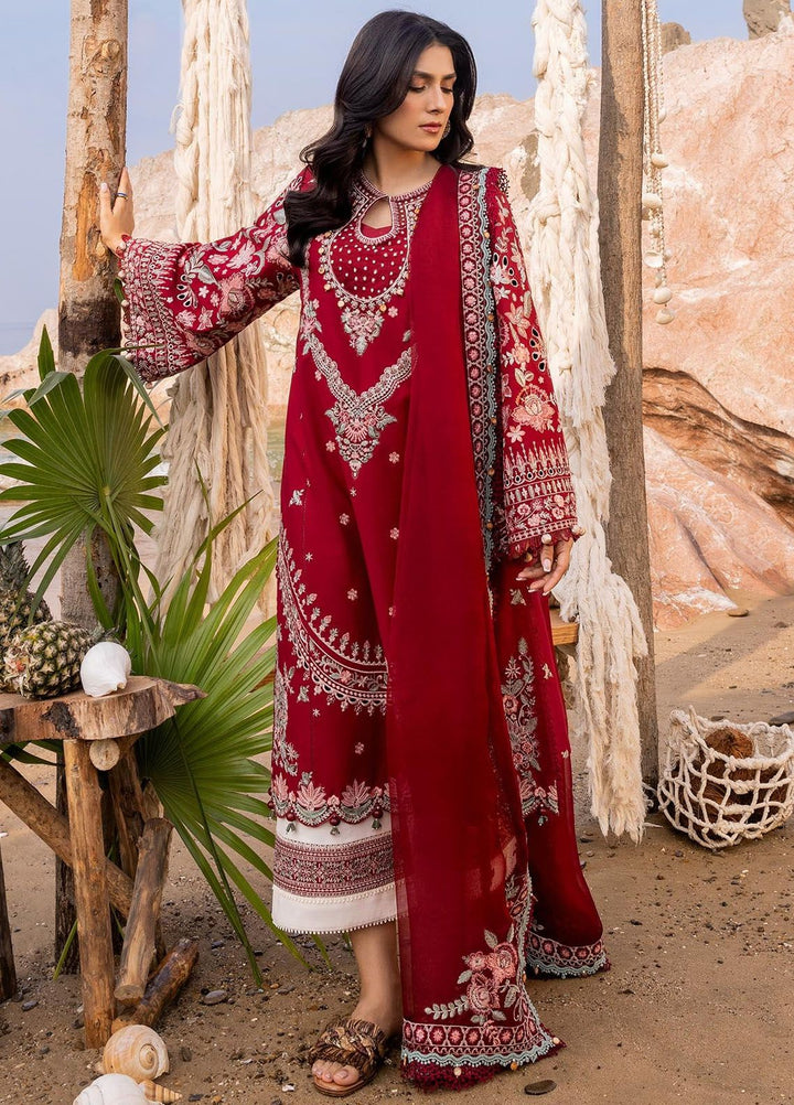 Siraa By Sadaf Fawad Khan Embroidered Lawn Suits Unstitched 3 Piece SDF24S Calah A - Luxury Collection