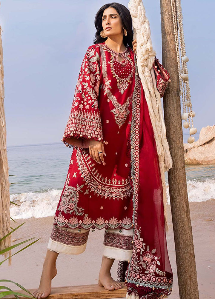 Siraa By Sadaf Fawad Khan Embroidered Lawn Suits Unstitched 3 Piece SDF24S Calah A - Luxury Collection