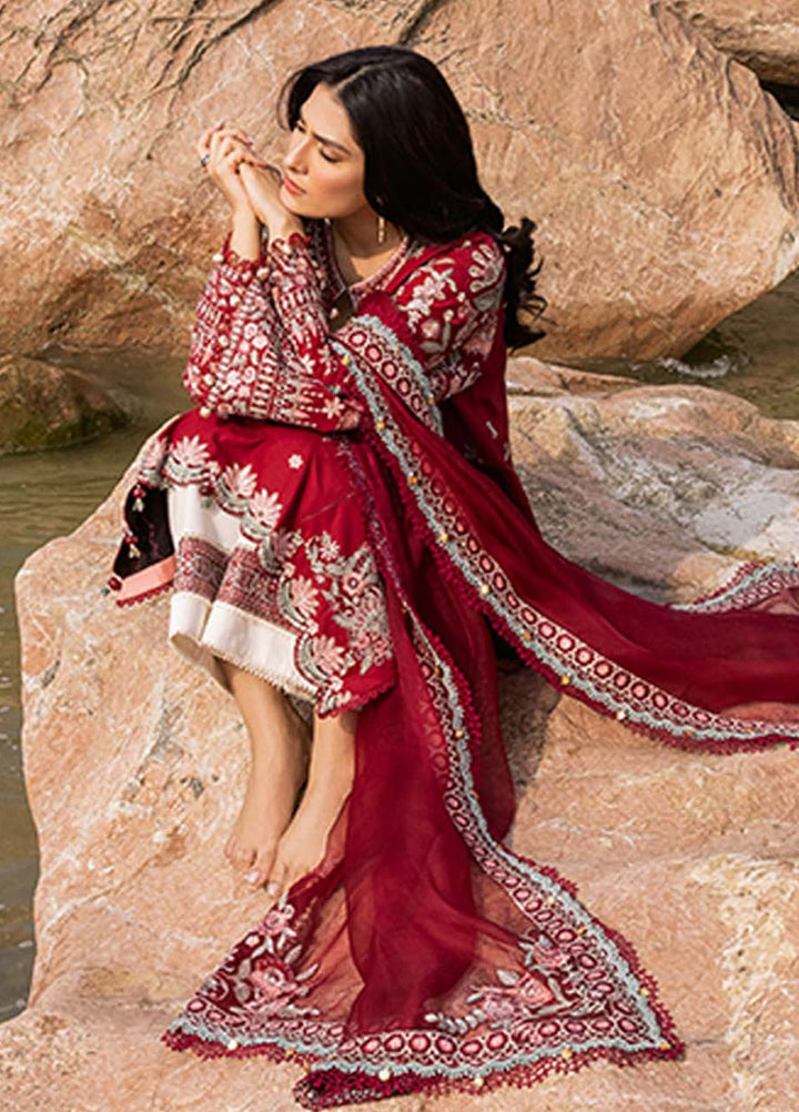 Siraa By Sadaf Fawad Khan Embroidered Lawn Suits Unstitched 3 Piece SDF24S Calah A - Luxury Collection