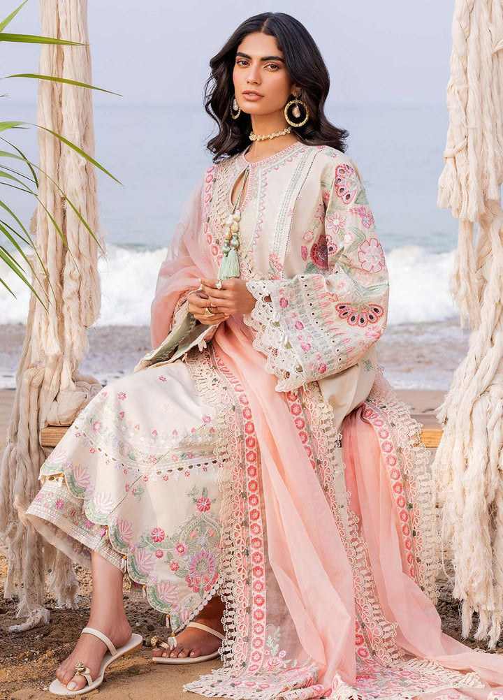 Siraa By Sadaf Fawad Khan Embroidered Lawn Suits Unstitched 3 Piece SDF24S Calah B - Luxury Collection