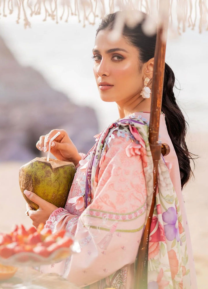 Siraa By Sadaf Fawad Khan Embroidered Lawn Suits Unstitched 3 Piece SDF24S Eira A - Luxury Collection