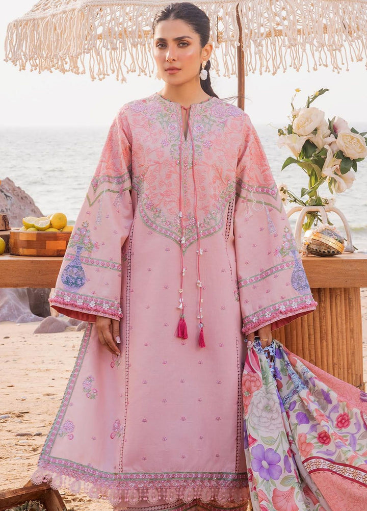 Siraa By Sadaf Fawad Khan Embroidered Lawn Suits Unstitched 3 Piece SDF24S Eira A - Luxury Collection