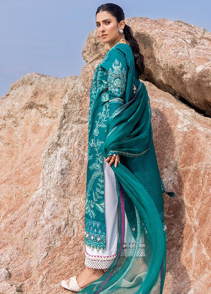 Siraa By Sadaf Fawad Khan Embroidered Lawn Suits Unstitched 3 Piece SDF24S Elaheh A - Luxury Collection