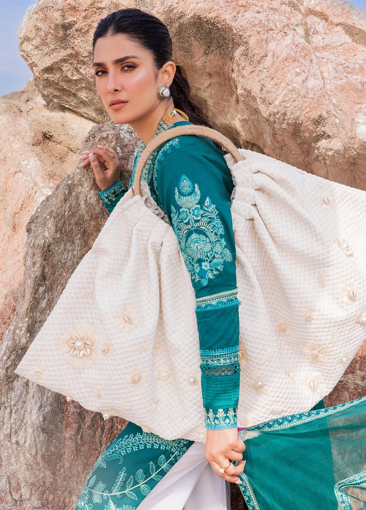 Siraa By Sadaf Fawad Khan Embroidered Lawn Suits Unstitched 3 Piece SDF24S Elaheh A - Luxury Collection