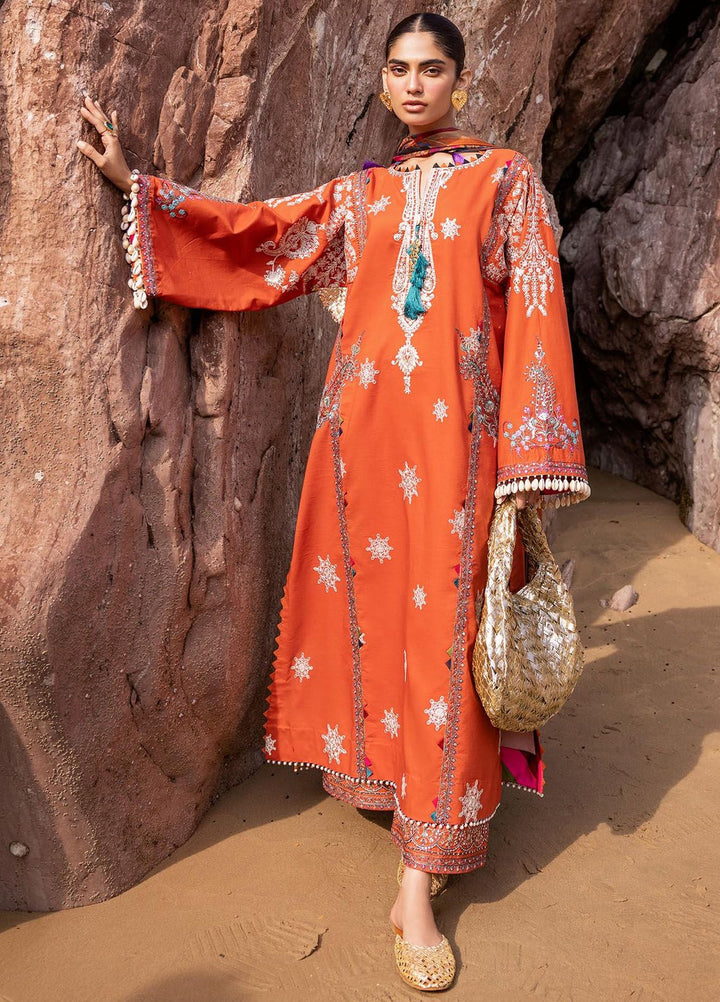 Siraa By Sadaf Fawad Khan Embroidered Lawn Suits Unstitched 3 Piece SDF24S Nuha B - Luxury Collection