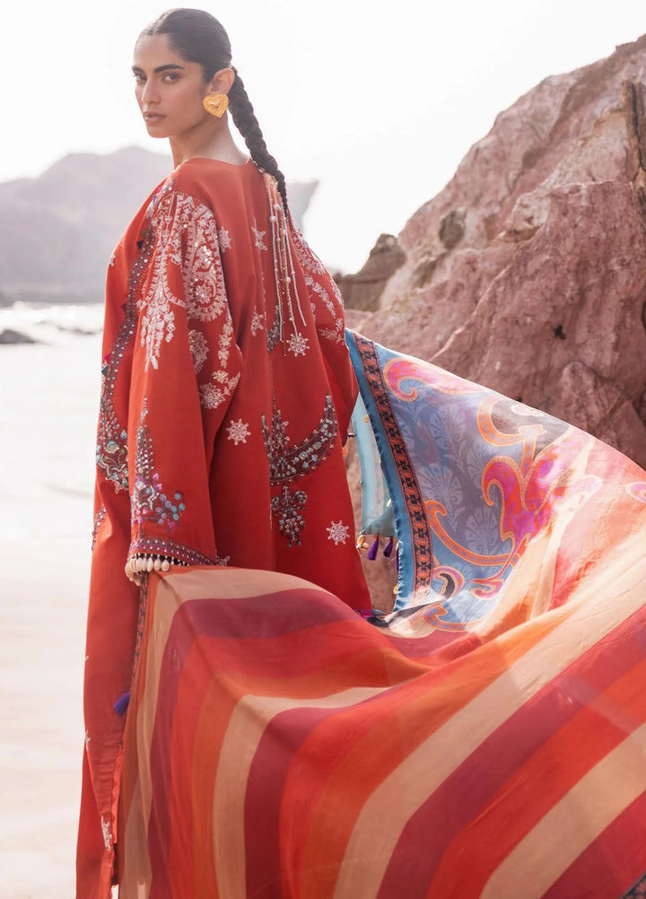 Siraa By Sadaf Fawad Khan Embroidered Lawn Suits Unstitched 3 Piece SDF24S Nuha B - Luxury Collection