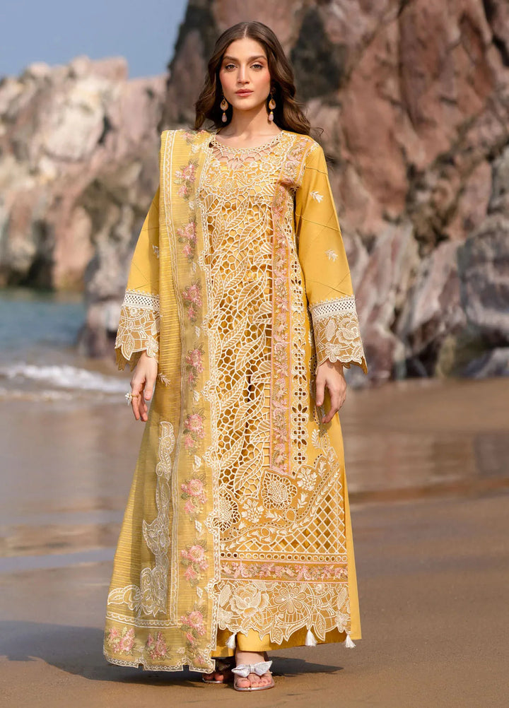 Sirene by Mahnur Embroidered Lawn Suit Unstitched 3 Piece MN25L D-2B Dahlia - Summer Collection