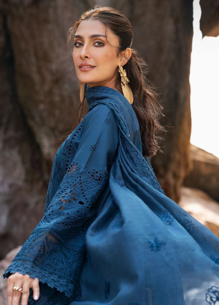 Sirene by Mahnur Embroidered Lawn Suit Unstitched 3 Piece MN25L D-3A Iris - Summer Collection