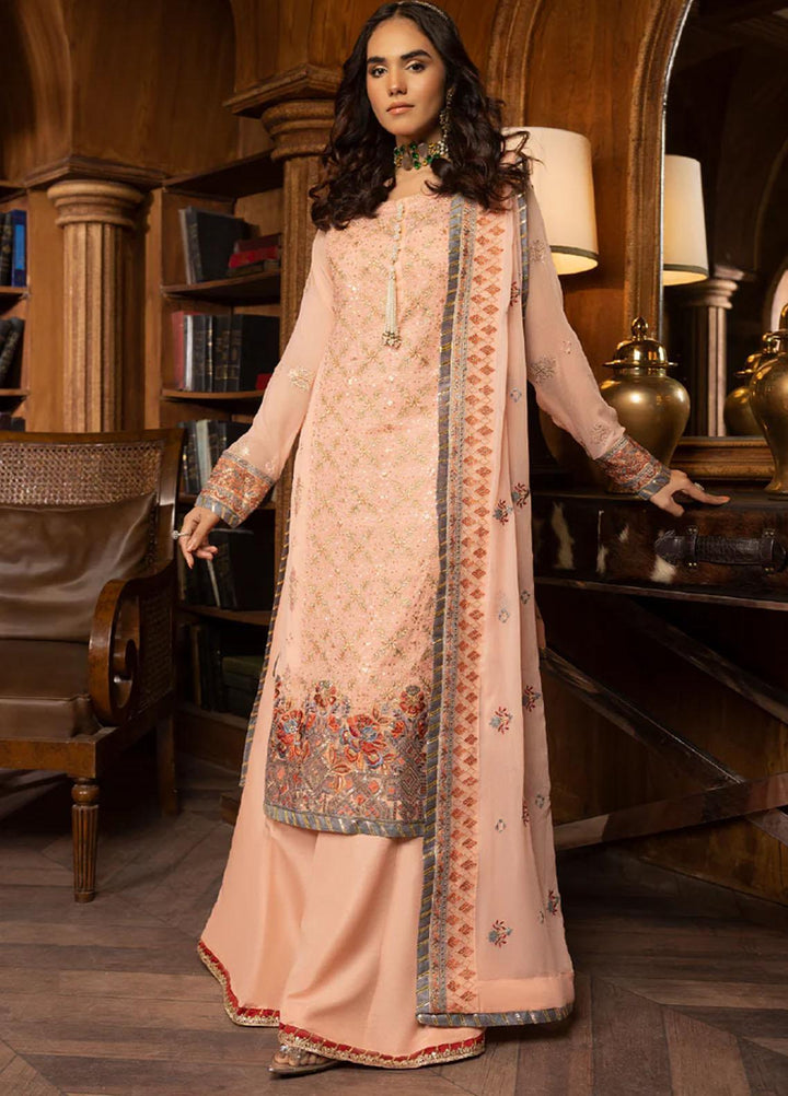 Sirr-e-Ayaa By AY Textile Embroidered Chiffon Suits Unstitched 3 Piece AYT23SA Peachy Sonata - Luxury Collection