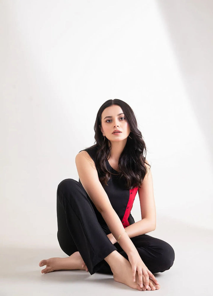 Slay Wear Pret Casual Georgette 2 Piece Dark Cherry Set