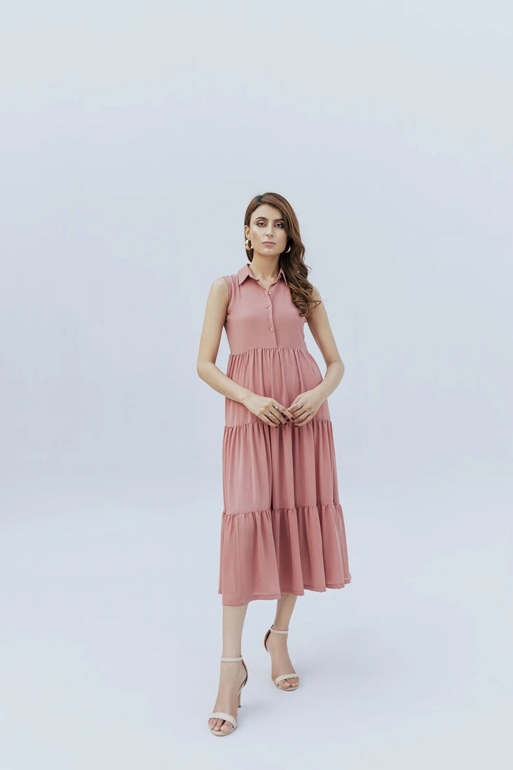 Slay Wear Pret Casual Georgette Shirt Radiant Ruffle Dress