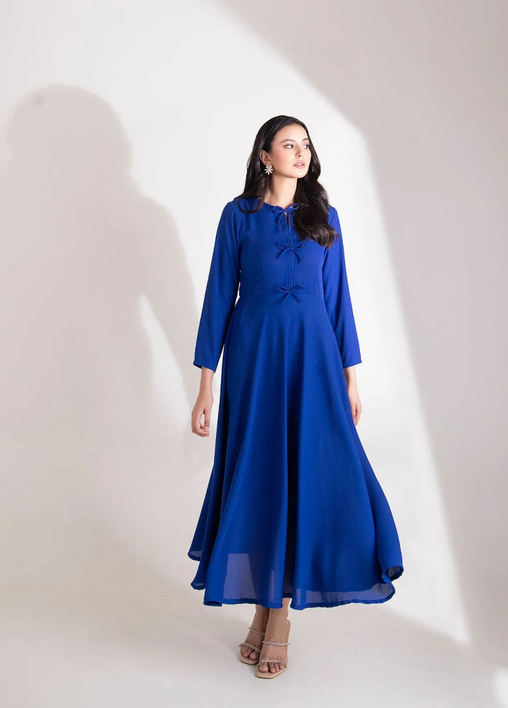 Slay Wear Pret Casual Georgette Shirt Sapphire Dress