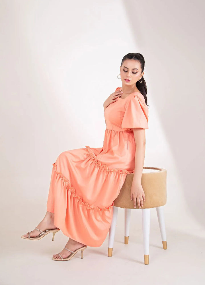 Slay Wear Pret Casual Italian Blend Shirt Peach Petal Dress