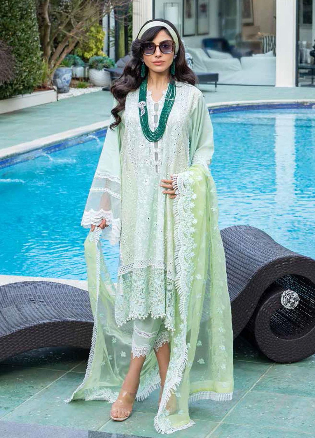 Sobia Nazir Embroidered Lawn Suits Unstitched 3 Piece SN21L 2A - Luxury Collection