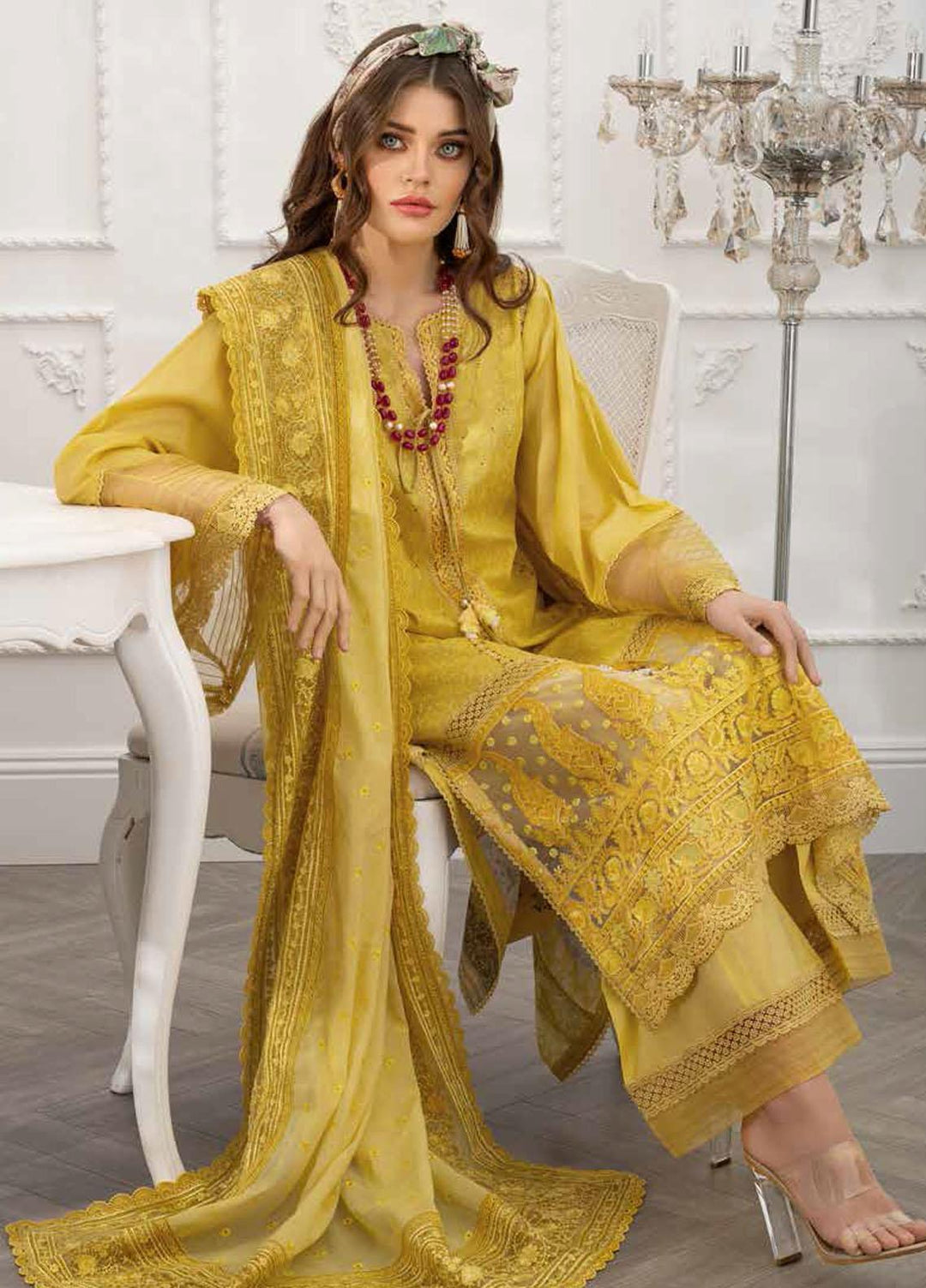 Sobia Nazir Embroidered Lawn Suits Unstitched 3 Piece SN21L 3B - Luxury Collection