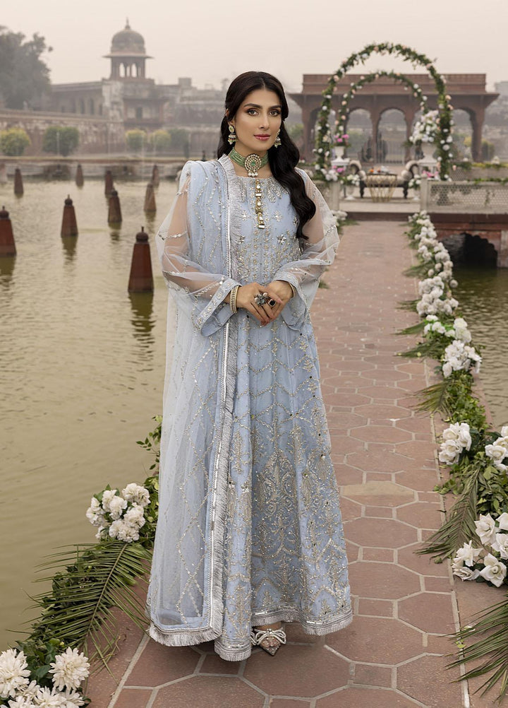 Sonia Umer by Shahzeb Textiles Embroidered Net Suits Unstitched 3 Piece ST22SU Vintage Light Blue - Wedding Collection