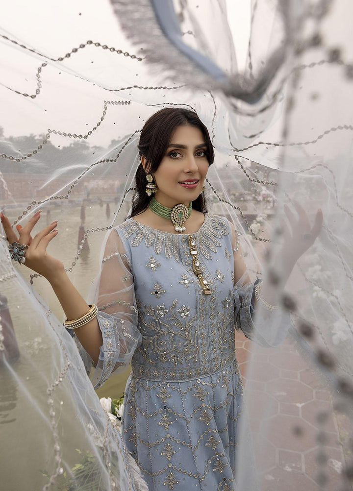 Sonia Umer by Shahzeb Textiles Embroidered Net Suits Unstitched 3 Piece ST22SU Vintage Light Blue - Wedding Collection
