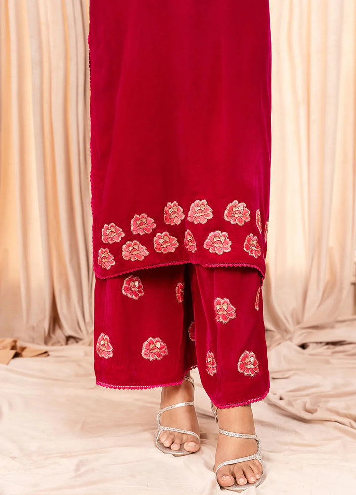 Stitch Vibes Pret Dyed Velvet 2 Piece Suit Rouge Passion