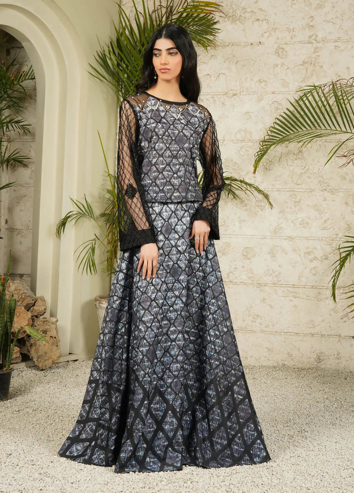 Stitch Vibes Pret Printed Crepe 2 Piece Suit Serpent Noir