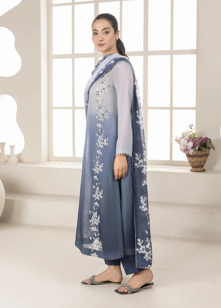 Stitch Vibes Pret Printed Silk 4 Piece Suit Ciel Gris