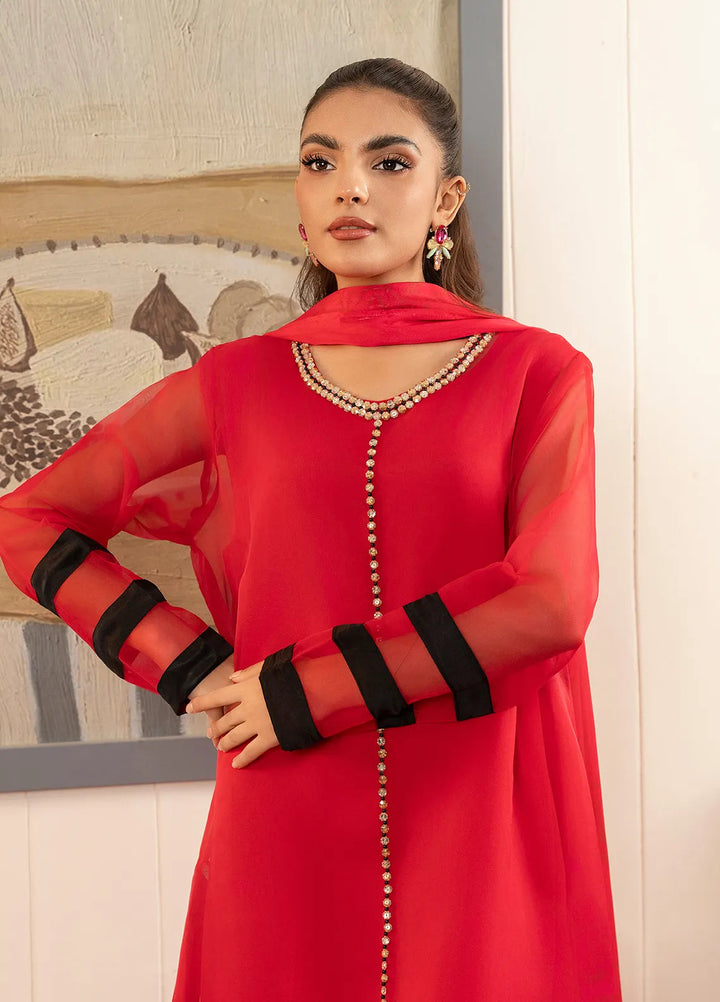 Stitch Vibes Pret Printed Crepe 4 Piece Suit Crimson Eclipse Dress