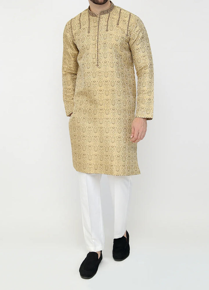 Stylish Banarsi Embroidered Men Kurta Pajama - SK-1253