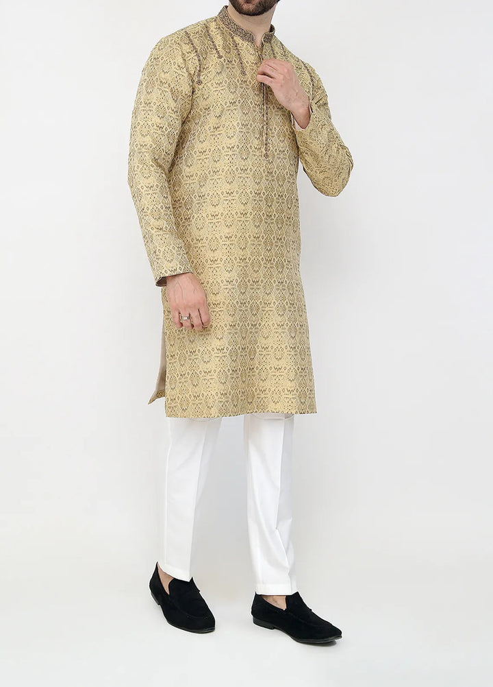 Stylish Banarsi Embroidered Men Kurta Pajama - SK-1253