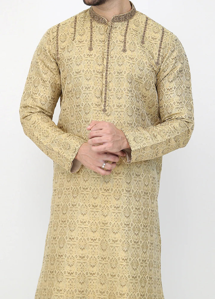 Stylish Banarsi Embroidered Men Kurta Pajama - SK-1253