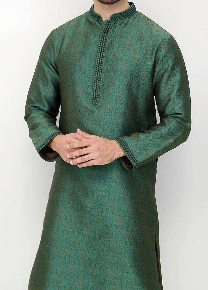 Stylish Banarsi Embroidered Men Kurta Pajama - SK-1254