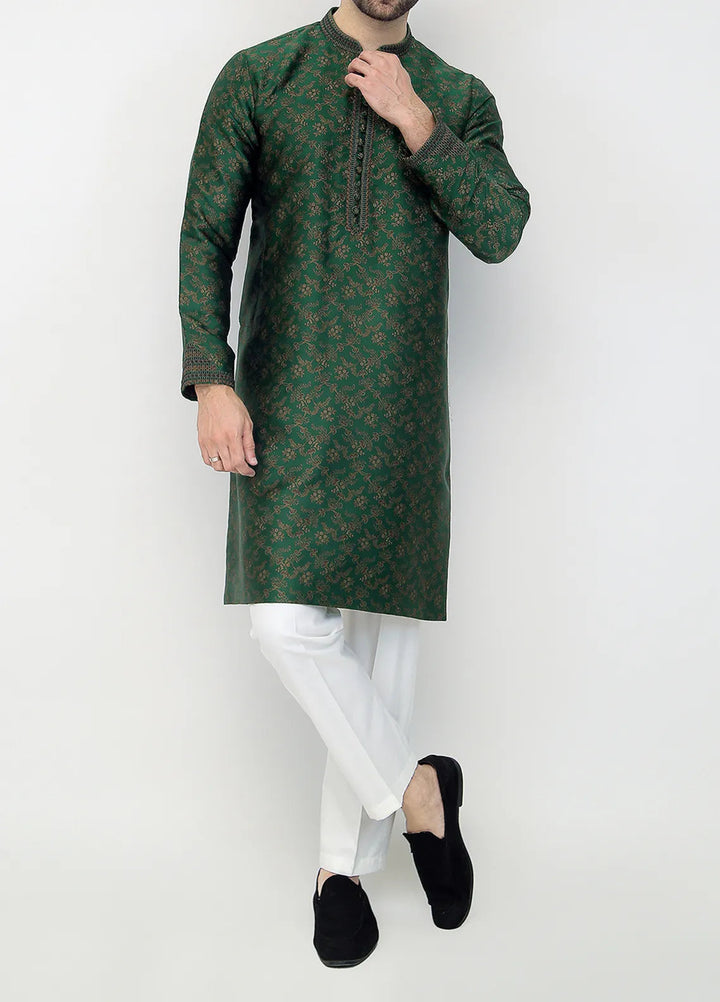 Stylish Banarsi Embroidered Men Kurta Pajama - SK-1255