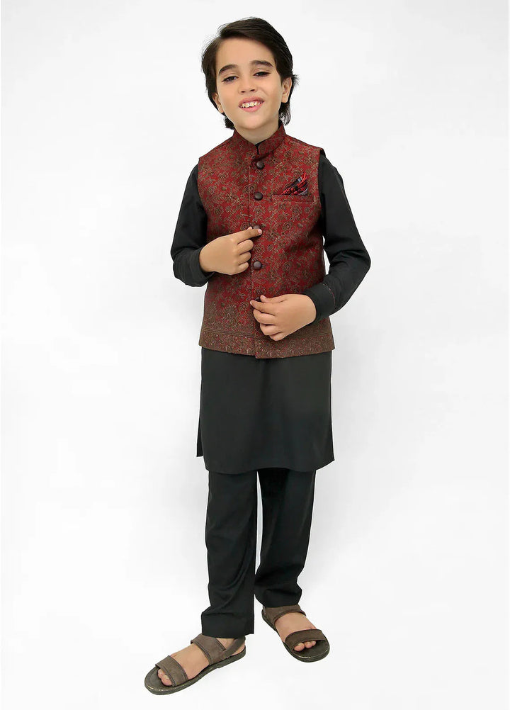 Stylish Garments Kids 3 Piece Shalwar Kameez WaistCoat Suit K-3204